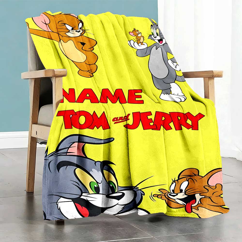 Warner Bros. Works (16) Customize Text Blanket Throw Customizable Blanket Soft & Cozy Suitable for Home Decor Livingroom Chair Nap