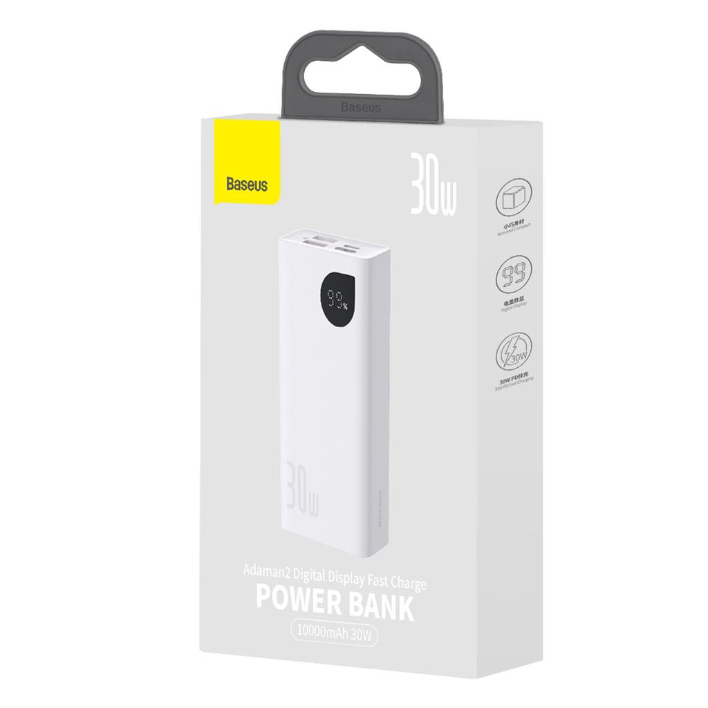 Adaman2 Powerbank 10000mAh with digital display 2x USBA 1x USBC 30W white
