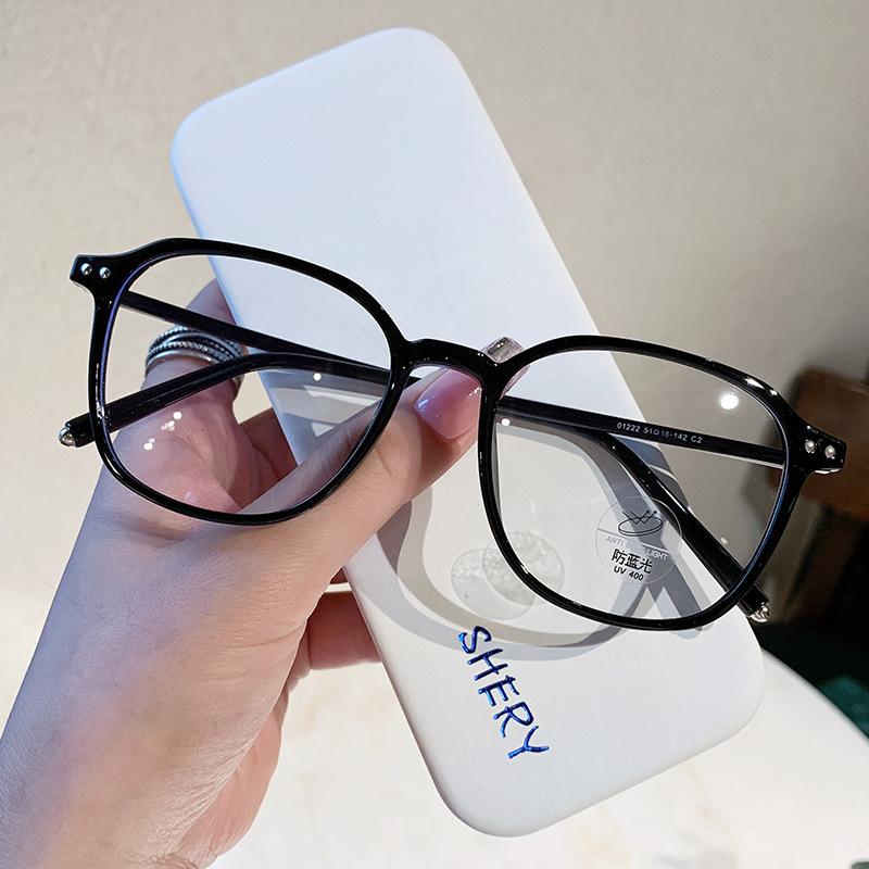 Mocha Brown Plain Artifact Square Round Frame Glasses Women'S Anti-Blue Flat Light Mirror Tide And Thin Can Be Matched With Myopia Frame
