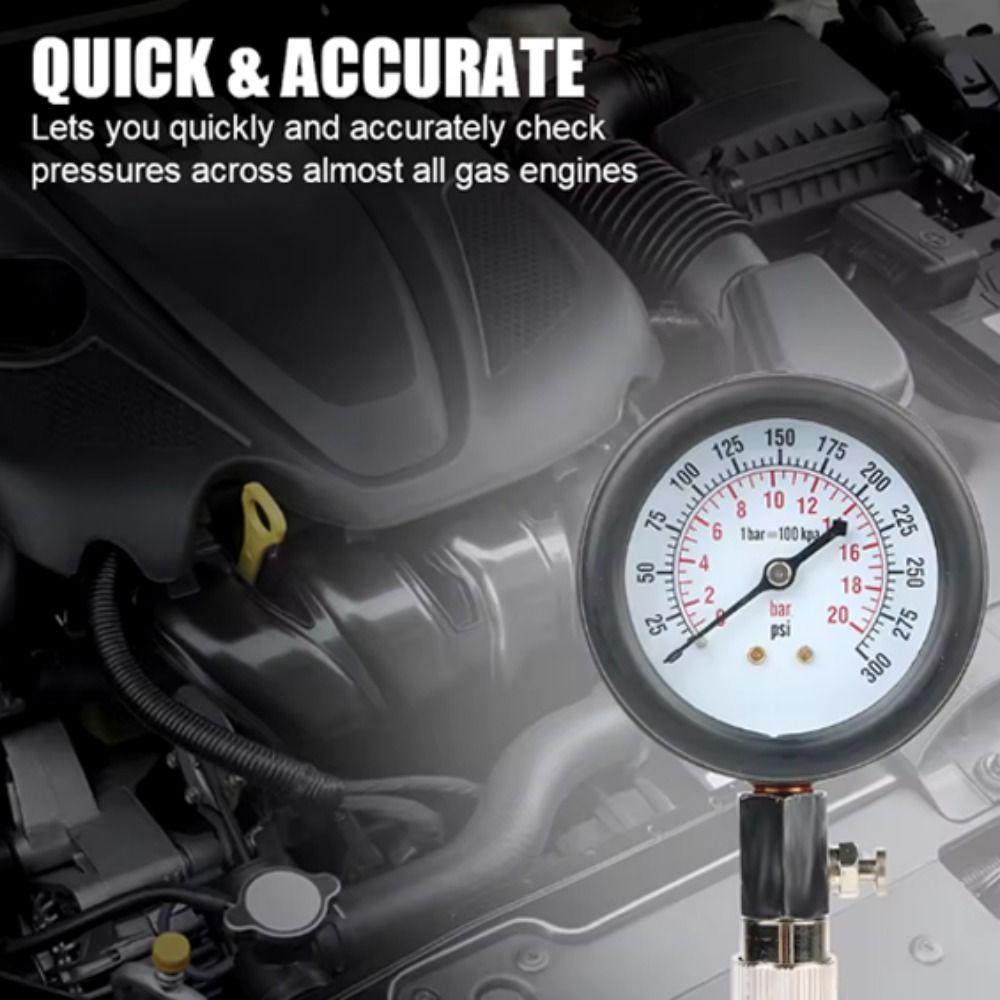 0-300 PSI Automotive Cylinder Tester Kit Fuel Cylinder Pressure Gauge  Car Maintenance