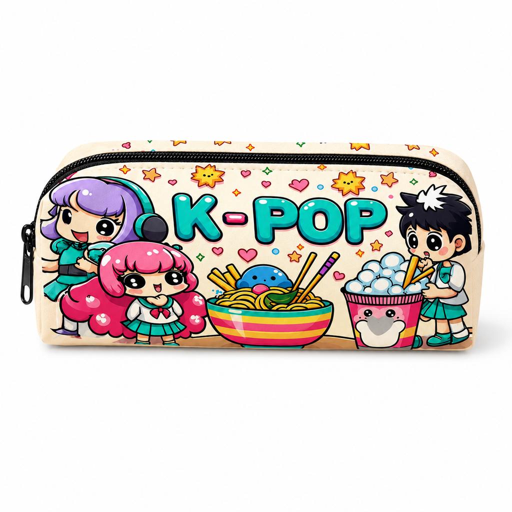 Polka Dot Pencil Case Set Large Capacity Canvas Zipper Pen Pouch for Students School Office Travel Makeup Storage