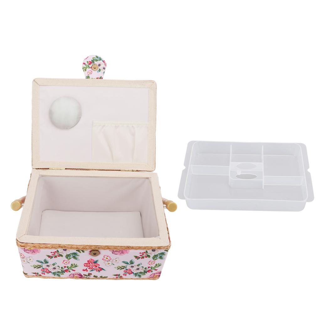 Sewing Basket Double Layer Design Large Capacity Comfortable Handle Sundries Storage Box for Home