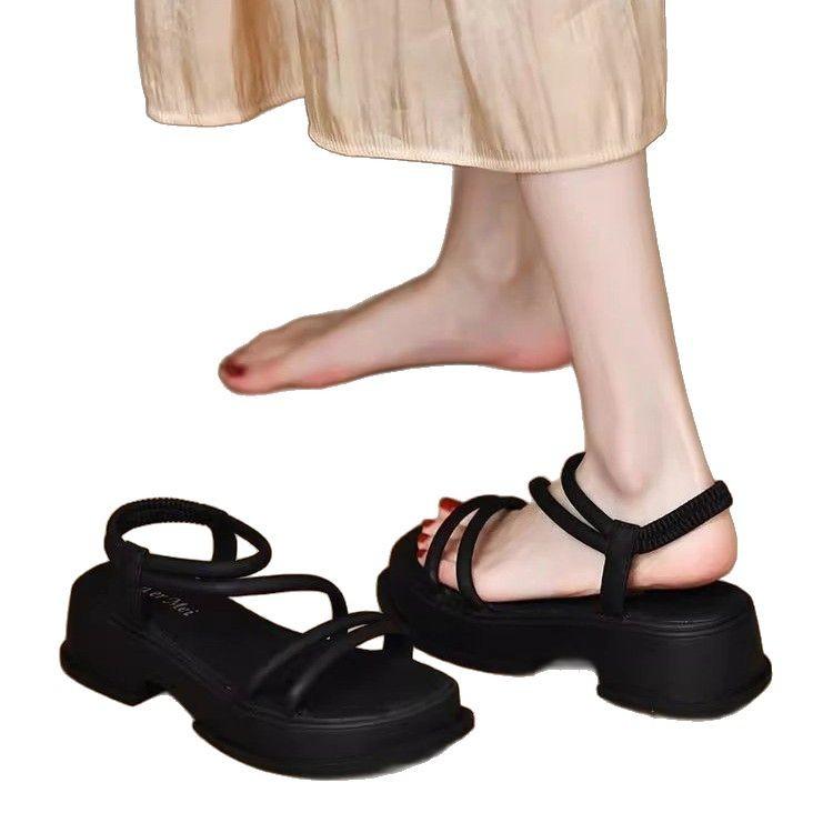 Platform sandals women's summer 2025 new versatile explosion fairy style with skirt French Roman sandals women