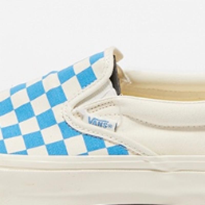 Vans Mte Slip On Issue 98   Checkerboard Cyan Blue Vn000cwa0h71