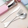 Portable Cutlery Set Stainless Steel Spoon Knife Fork With Storage Box School Travel Camping Faltware New Year Christmas Gift