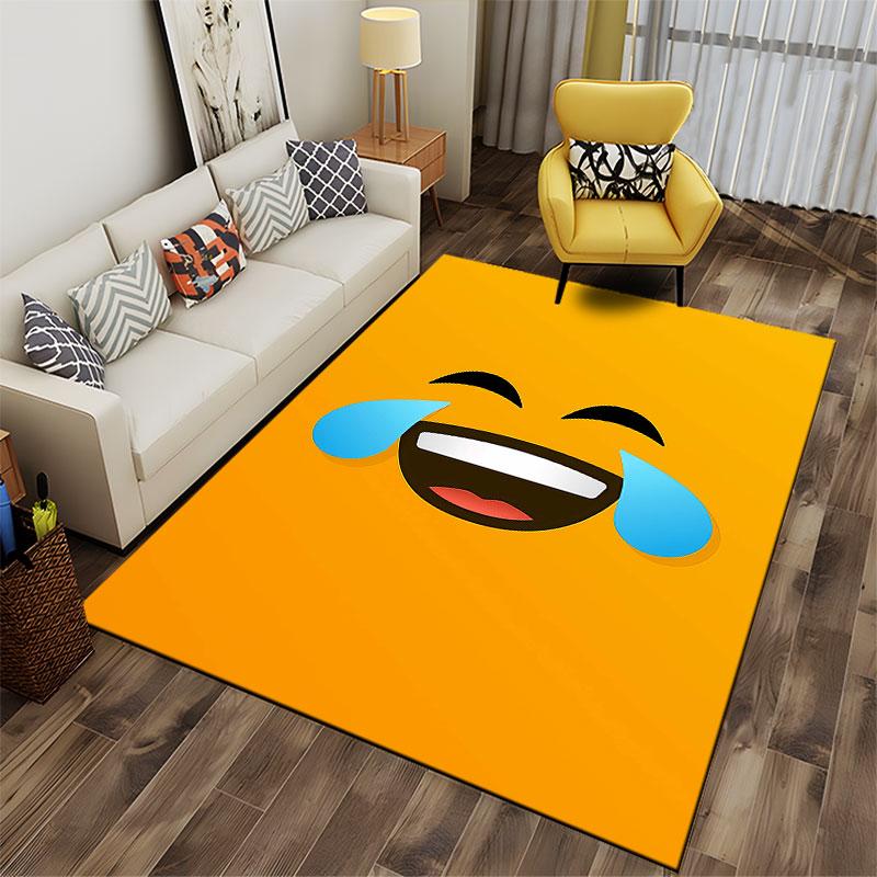 Laughing Emoji on Yellow suitable as a non-slip mat for the living room or bedroom sofa