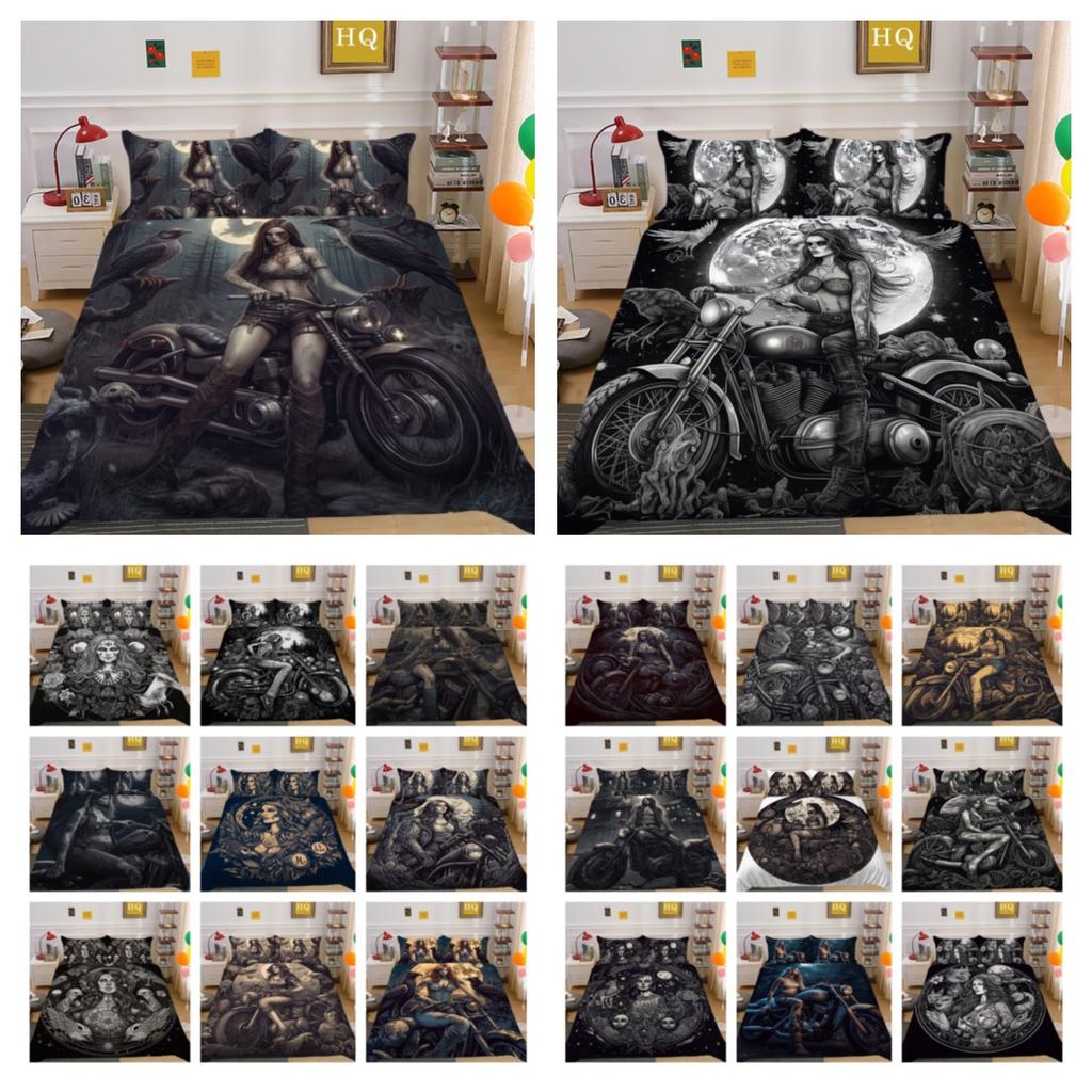 Beauty Skull Printed Comforter Cover Set Full Size Microfiber Home Textiles High Quality Luxury Bedspreads