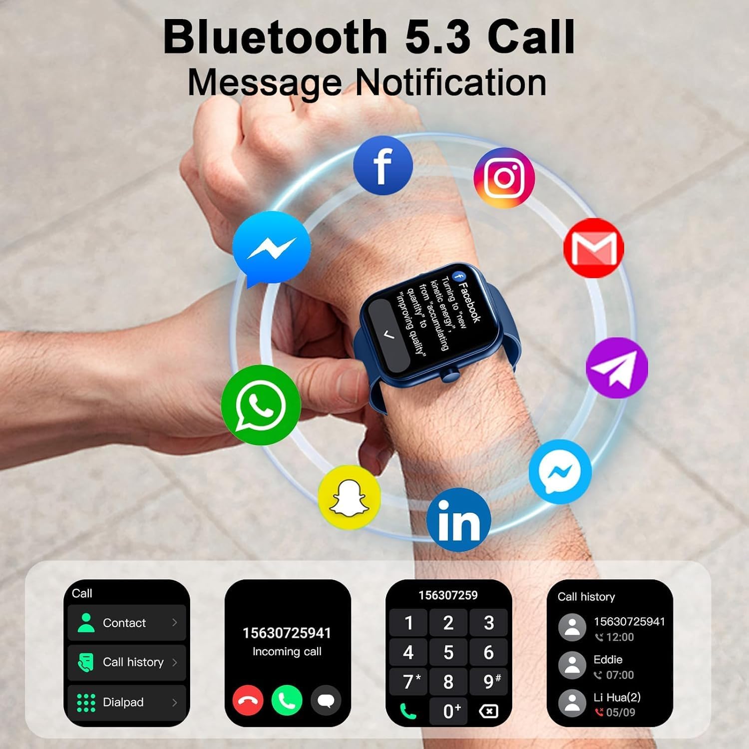 Smart Watch(Answer/Make Call), 1.96  HD Smartwatch for Men Women, 2025 Fitness Watch with 110+ Sport Modes/Heart Rate/Sleep Monitor/Pedometer, IP68