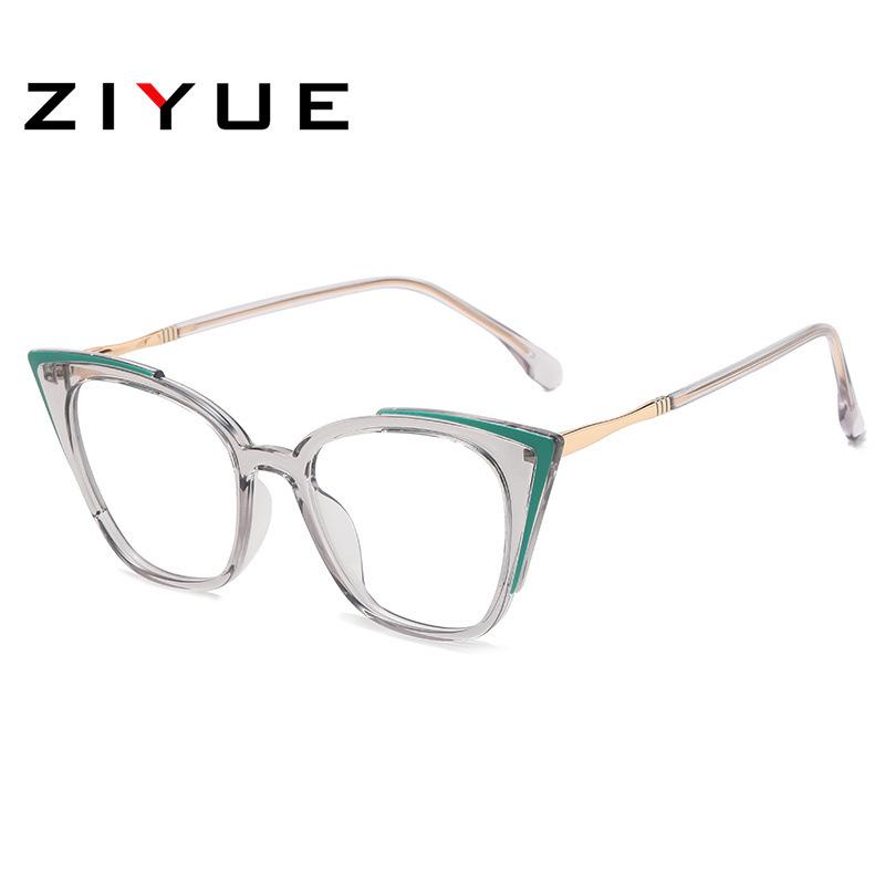 Women's Cat-Eye Prescription Glasses with Spring Hinge, Anti-Blue Light Slimming Design for Larger Faces.
