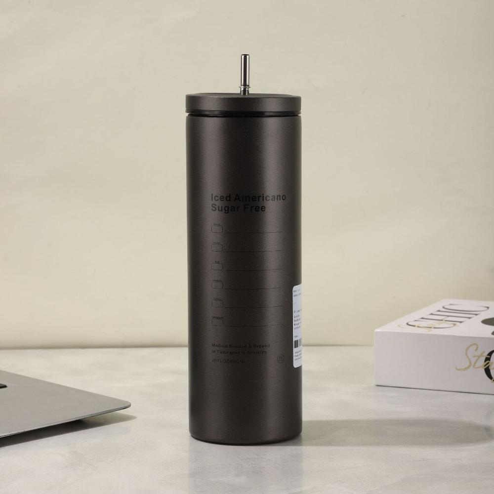 600ml/20oz Thermos Cup with Metal Straw and Leak-proof Lid 304 Liner Material BPA-free 500ml for Cold Coffee/cold Drinks