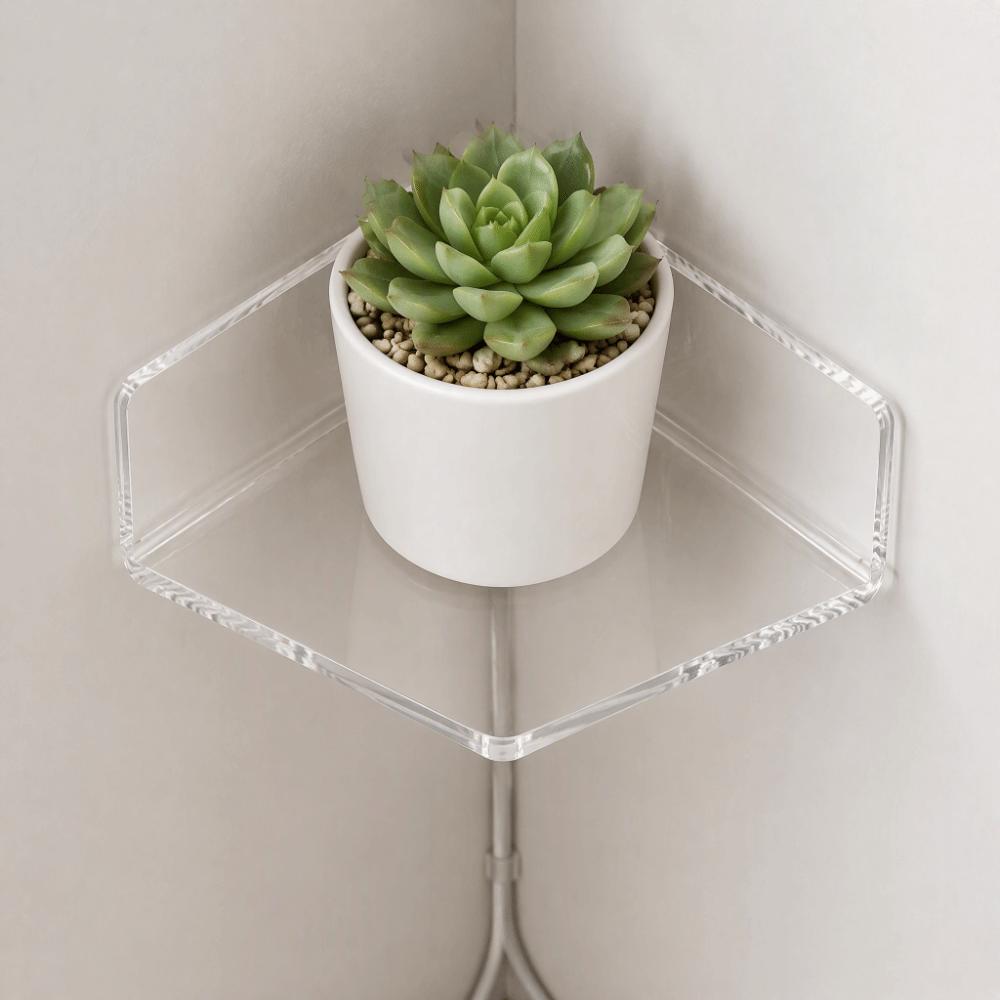 3pcs Clear Acrylic Acrylic Corner Shelves Wall Mounted Small Adhesive Shelves  For Security Camera