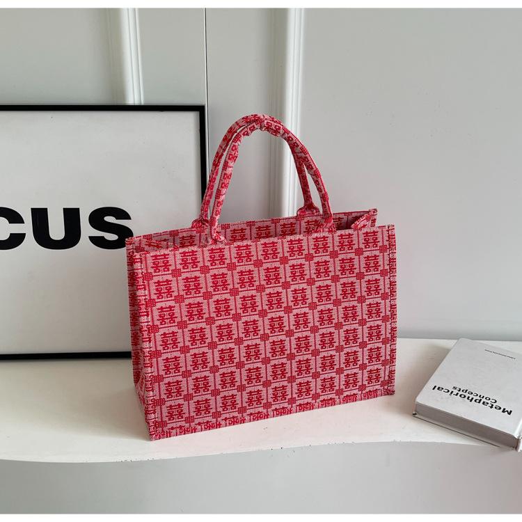 New national style, happy events, large-capacity wedding bags, simple lace silk scarves, portable tote bags for women