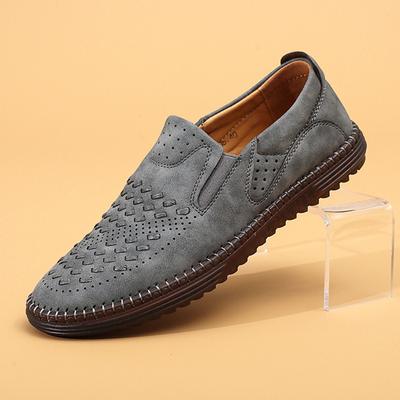 2025 New Large Size Men's Shoes Mesh Casual Men's Leather Shoes Beef Tendon Sole Breathable Lazy Foot Doudou Shoes