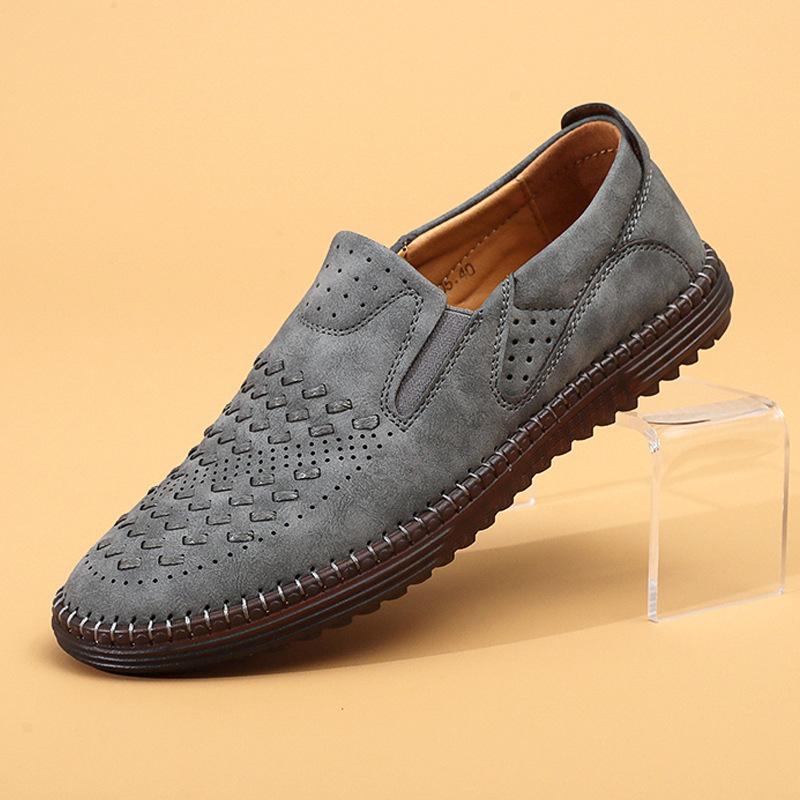 

2025 new large size men s shoes mesh casual men s leather shoes beef tendon sole breathable lazy foot Doudou shoes 48