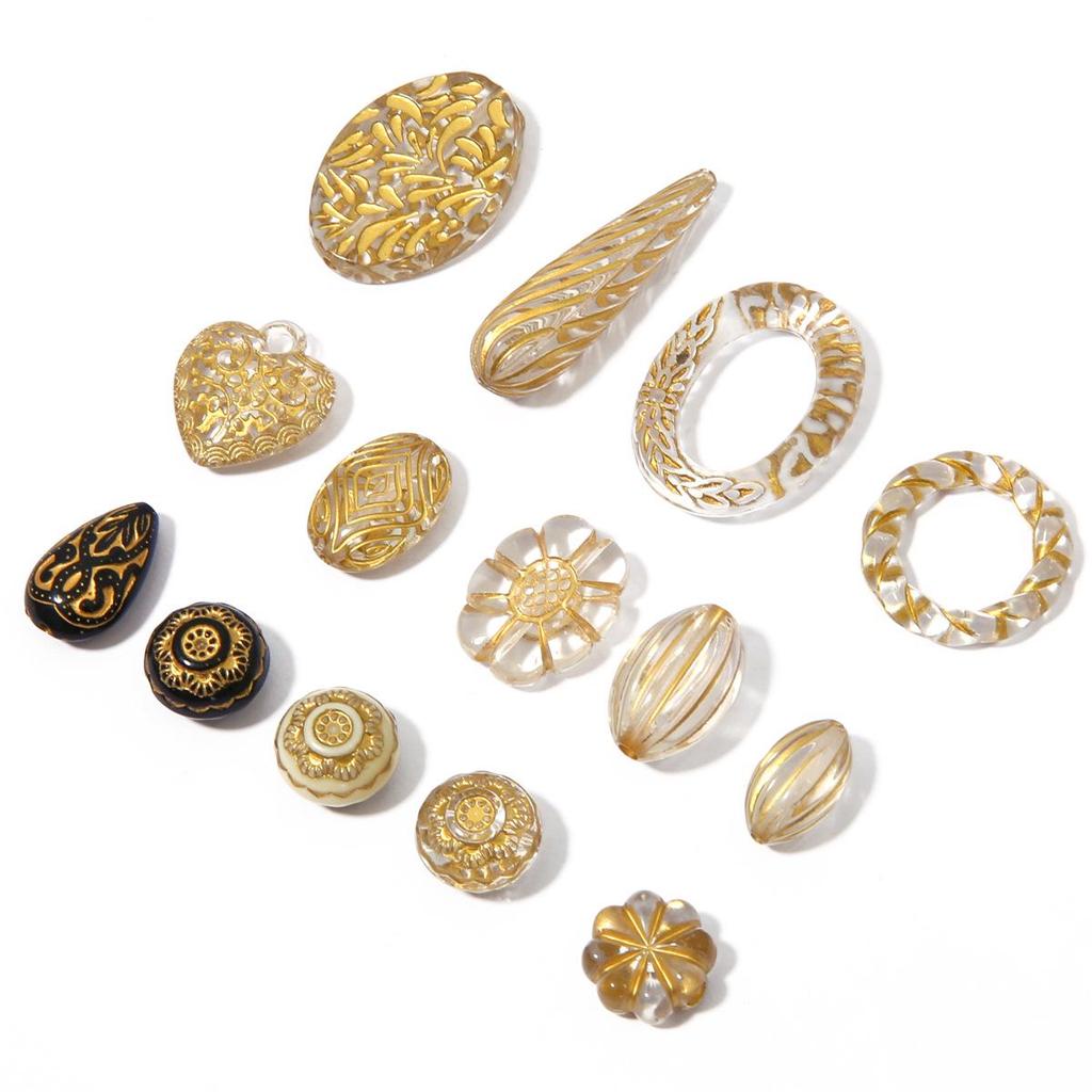 Baroque Gold-painted Acrylic Beads for DIY Necklace & Bracelet Accessories