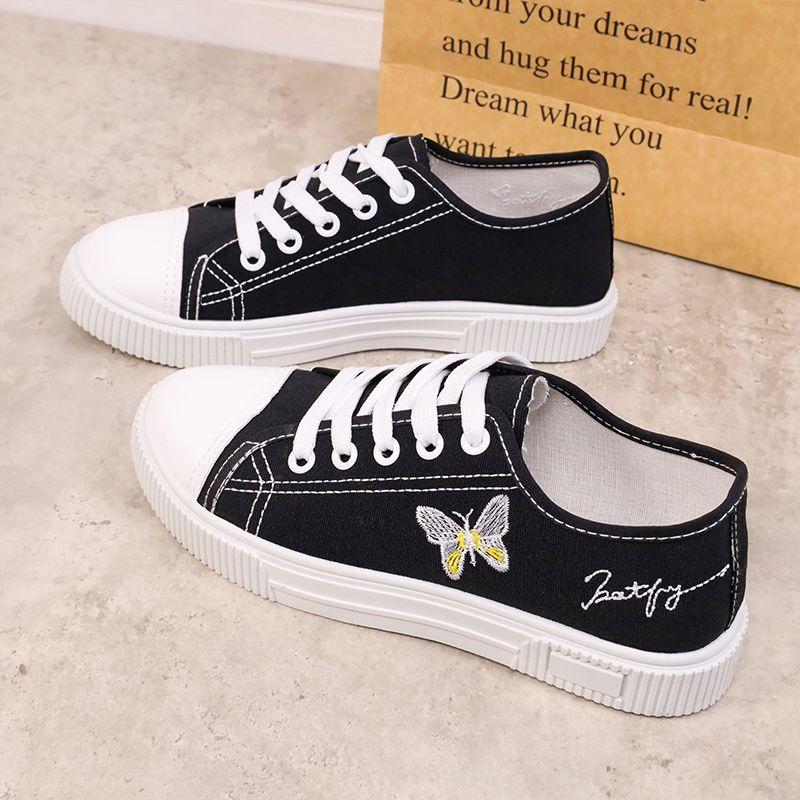Spring Autumn Cheap Casual Fashion Canvas Shoes for Women 2025 New Daily Routine Designer Luxury Embroidery Flat Woman Footwear