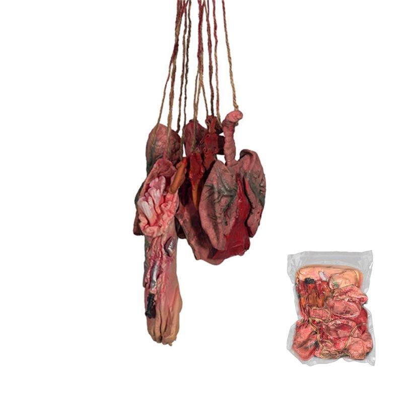 652F Realistic Blood Splattered Hands Feet Organ Decorations Durable Latex Hanging Ornament For Horror Home Display