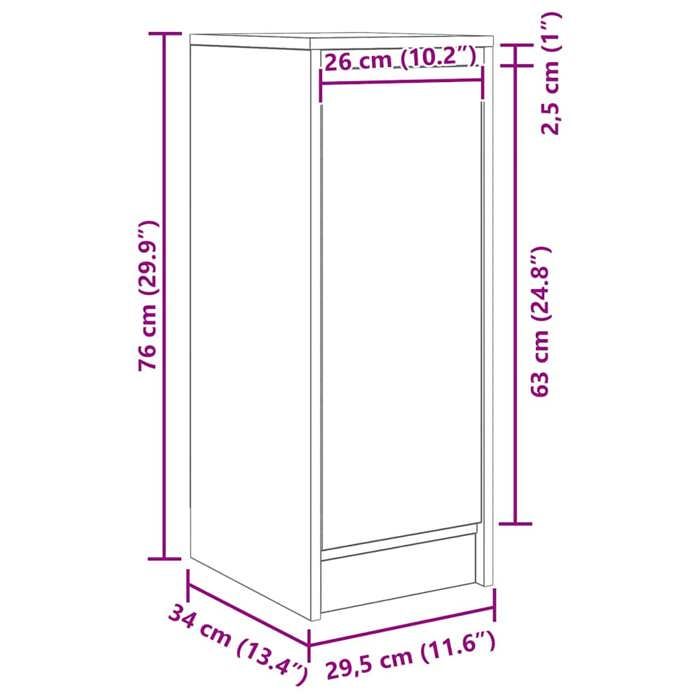 VidaXL Buffet chêne fumé 29,5x34x76 cm bois d'ingénierie, meuble de rangement, meuble de rangement de cuisine, meuble de 861611
