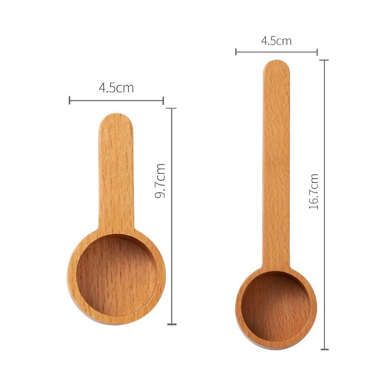 

2 шт. Деревянная ложка для кофе с длинной ручкой, мерная ложка для банок, маленькие деревянные кофейные ложки для чая, сахара, соли JT604