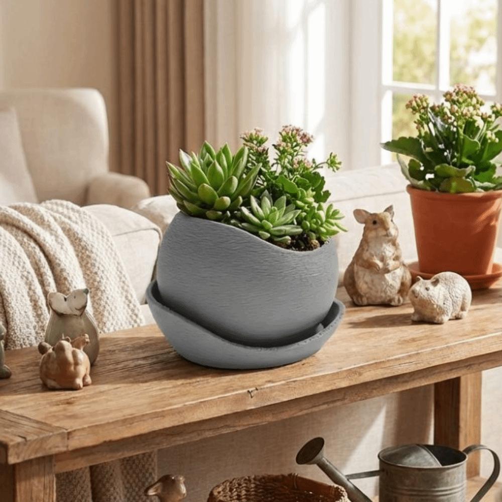 With Drainage Holes Irregular Flower Pot Plastic Growing Pots Creative Planter Outdoor Gardening