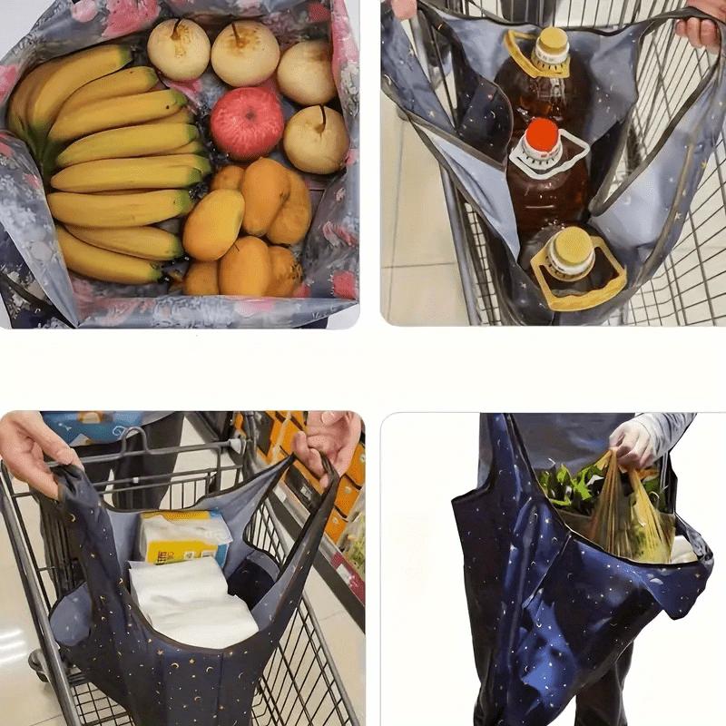 1pc Large Capacity Durable Oxford Cloth Shopping Bag Foldable Black Rectangular Tote Groceries Camping Picnic Outdoor Enthusiast