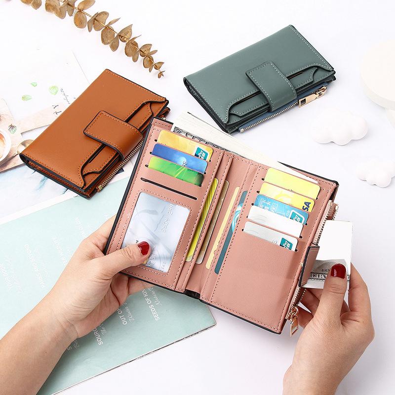 Short Multi-Functional Wallet Large Capacity Folding Zipper Bag Multi-Card Slot Leather Wallet/Coin Purse