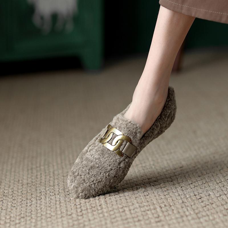 Fashion 2024 New Women Ballet Flat Shoes for Women Round Toe Chunky Heel Shoes Retro Low Heel Shoes Keep Warm Flats