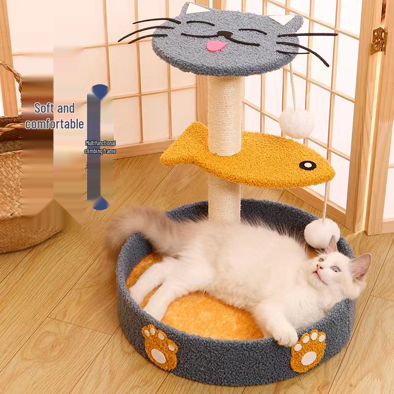 Winter Warm Cat Bed & Scratching Post with Durable Sisal - Vertical Climbing Frame & Toy