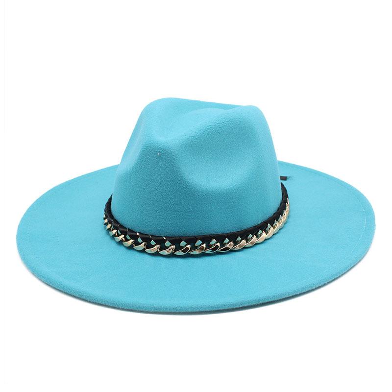 2022 Men'S And Women'S Chain Top Hat Flat Edge Straight Edge Peachheart Top Woolen Jazz Hat