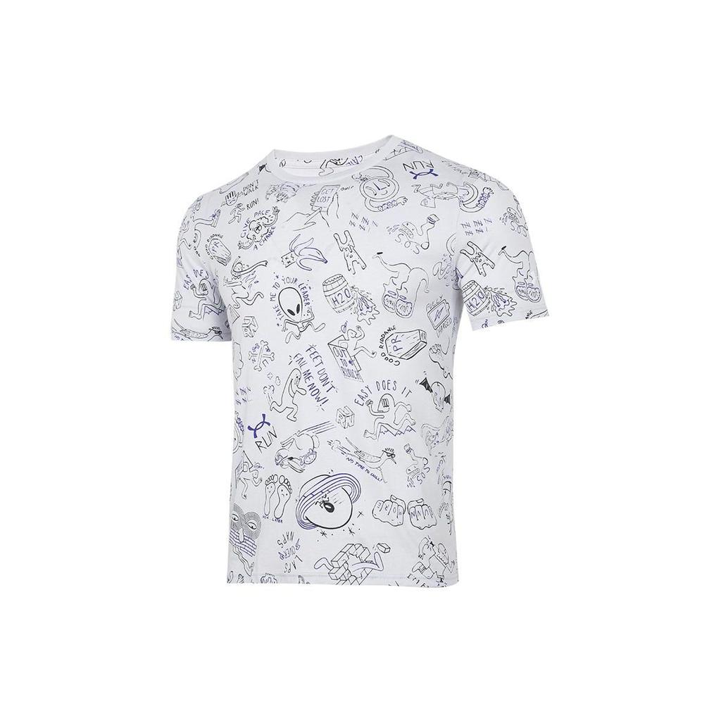 Under Armour All Over Print Crew Neck Pullover Graphic T-Shirt Men Tops White 1361484-014