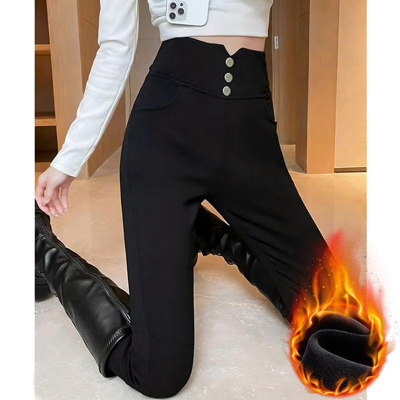 Women's High-Waisted Elastic Skinny Leggings - Plus Size Slimming Pants for Spring and Autumn