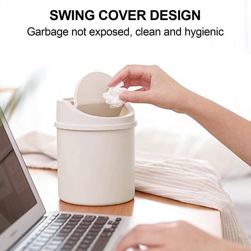 Mini Waste Bin with Lid Desktop Offices Organizer Storage Home Garbage Basket Container Table Trash Bin Small Trash Can