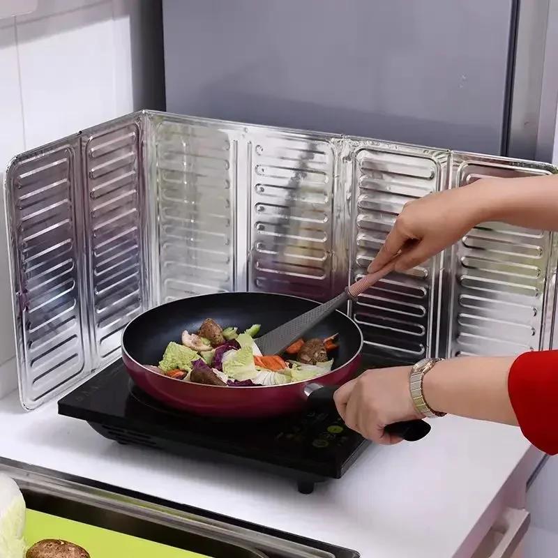 Kitchen Gas Stove Baffle Plate Aluminum Foil Insulation Board Cooking Tools Hot Grease Splash Block Oil Tinfoil Easy To Clean