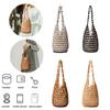 Holzperlen gewebte Handtasche Ausgestanzte Tragetasche Eimer Schultertasche Handgefertigte Perlen-Schultertasche Lässige Strandhandtasche für Damen