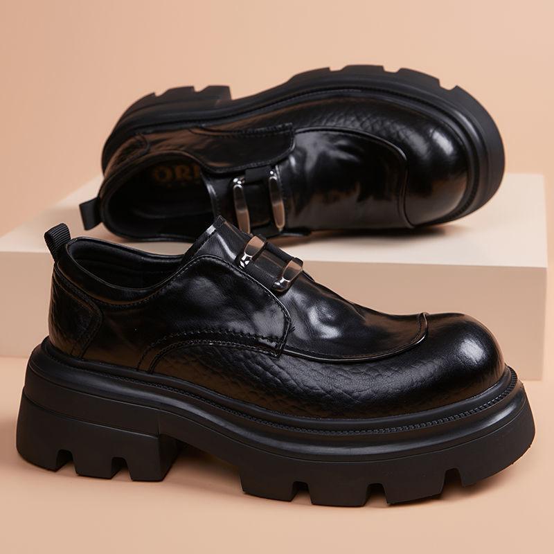 Super grube podeszwy lekkie buty Brock dla mężczyzn i młodych mężczyzn, lekki wewnętrzny dodatek do wzrostu, zakrycie stopy casualowe skórzane buty dla mężczyzn