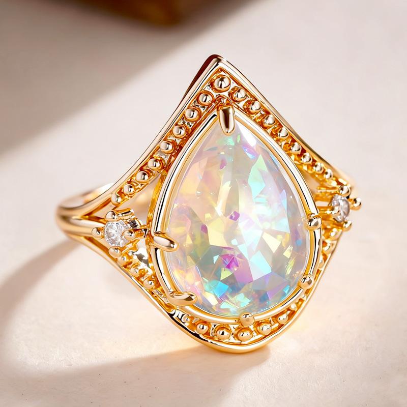 High End Shiny Temperament, Elegant Design, Jewelry Accessories, Droplet Shaped Australian Treasure Ring For Women