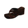 French Square Head Slope Heel Toe Slippers Women'S Summer Wear Not Tired Feet Sandals Beach Vacation Style Herringbone Cool Slippers