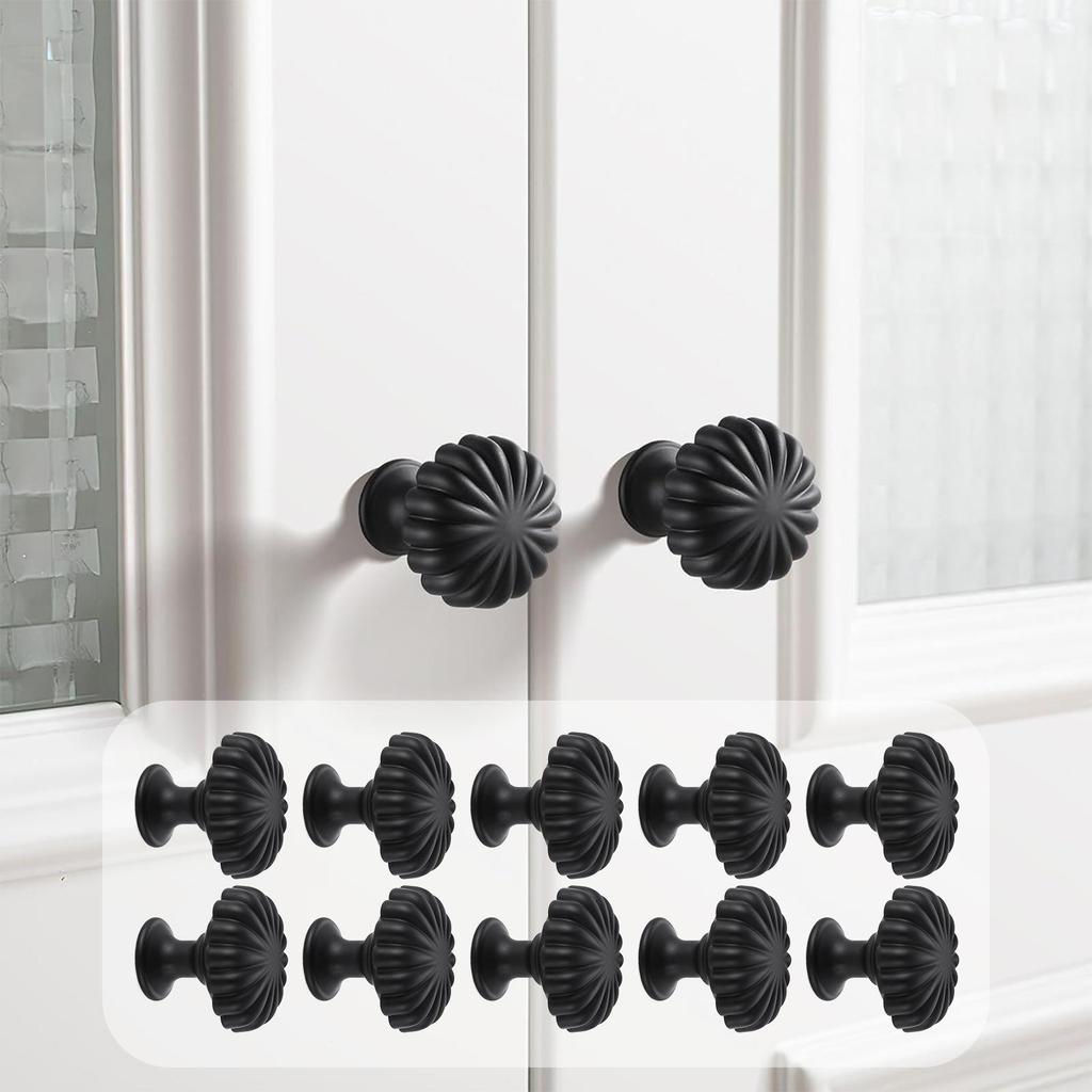 Kitchen Cabinet Knobs 10 Pieces Pumpkin Pull Knobs Zinc Alloy Antique Round Pulls For Closet Wardrobe Home Garage Bedroom Living