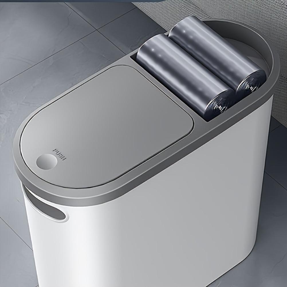 Minimalism Bathroom Trash Can 10L Large Capacity Crevice Wastebasket Bathroom Press-type Recycle Bin Bathroom Accessories