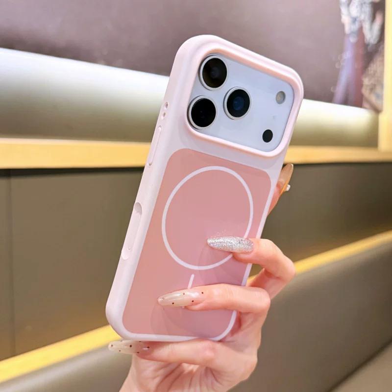 Luxury Liquid Silicone For Magsafe Magnetic Phone Case For iPhone 18 17 16 15 14 13 Pro Max Colorblock Shockproof Bumper Cover
