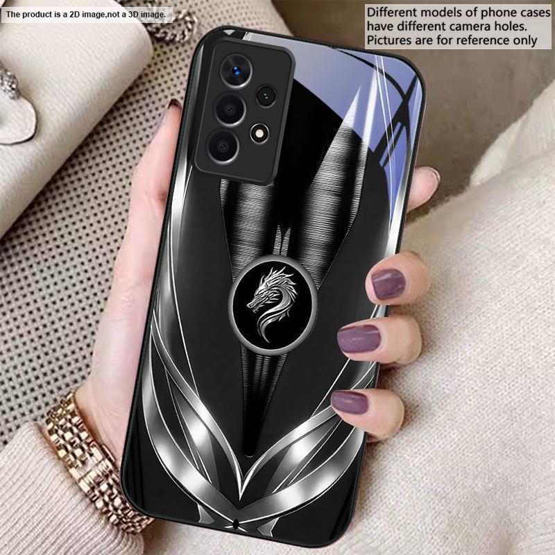 Golden dragon pattern gray For Samsung A20 30 22 23 24 25 26 31 32 33 34 35 42 50 51 52 53 54 55 56 70 71 72 73 glass phone case
