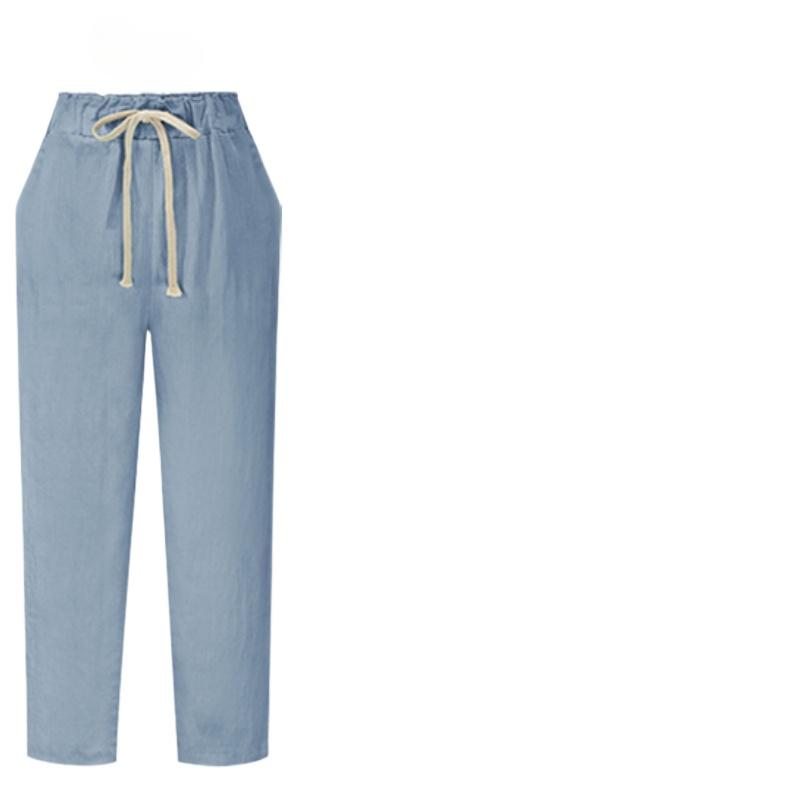 

New Women s Nine-point Pants Large Size Loose and Thin Pants Harlan Pants 6XL синий