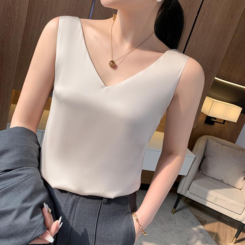 Front and Rear V-neck Small Suspender Women's Summer Simple Atmosphere Versatile Vest Fashion Sleeveless Top