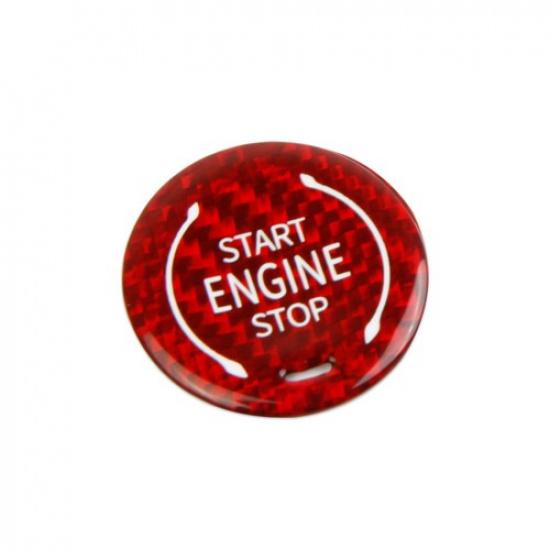 Red Carbon Fiber Style Push to Start Button Cover Trim For Chevrolet Corvette C8