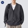 Qiqiu Men's Clothing Autumn and Winter New Japan Fashion Retro Cardigan V-neck Sweater Men's Single-Breasted Over Fit Knit Outerwear