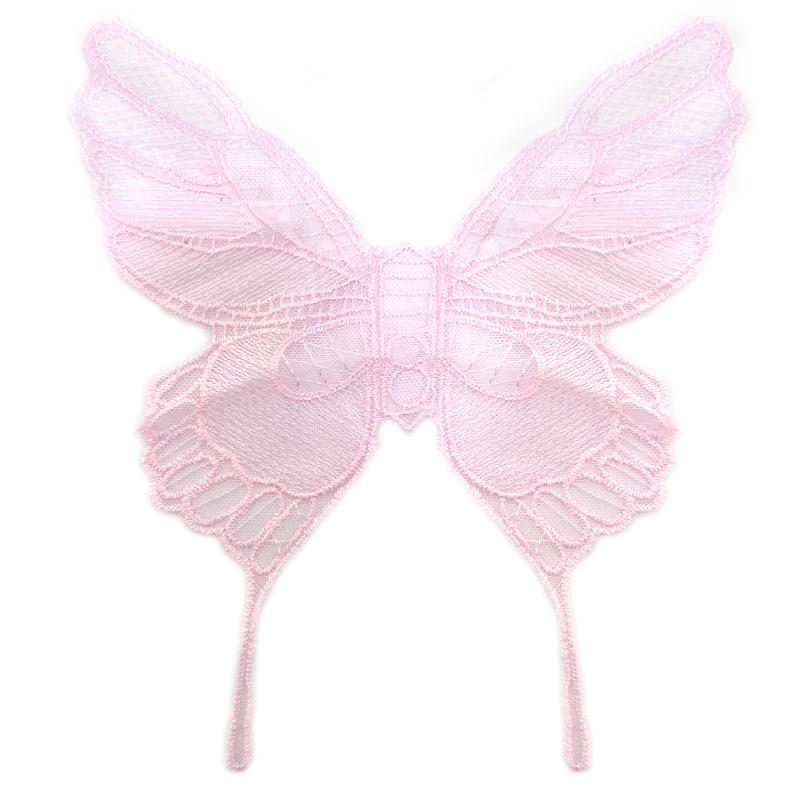 Spitzennetz-Stickerei Schmetterling-Aufkleber Beige zu Blumen transparentes Netz-Bodenstickerei DIY-Spitzenzubehör symmetrische Blumenteile