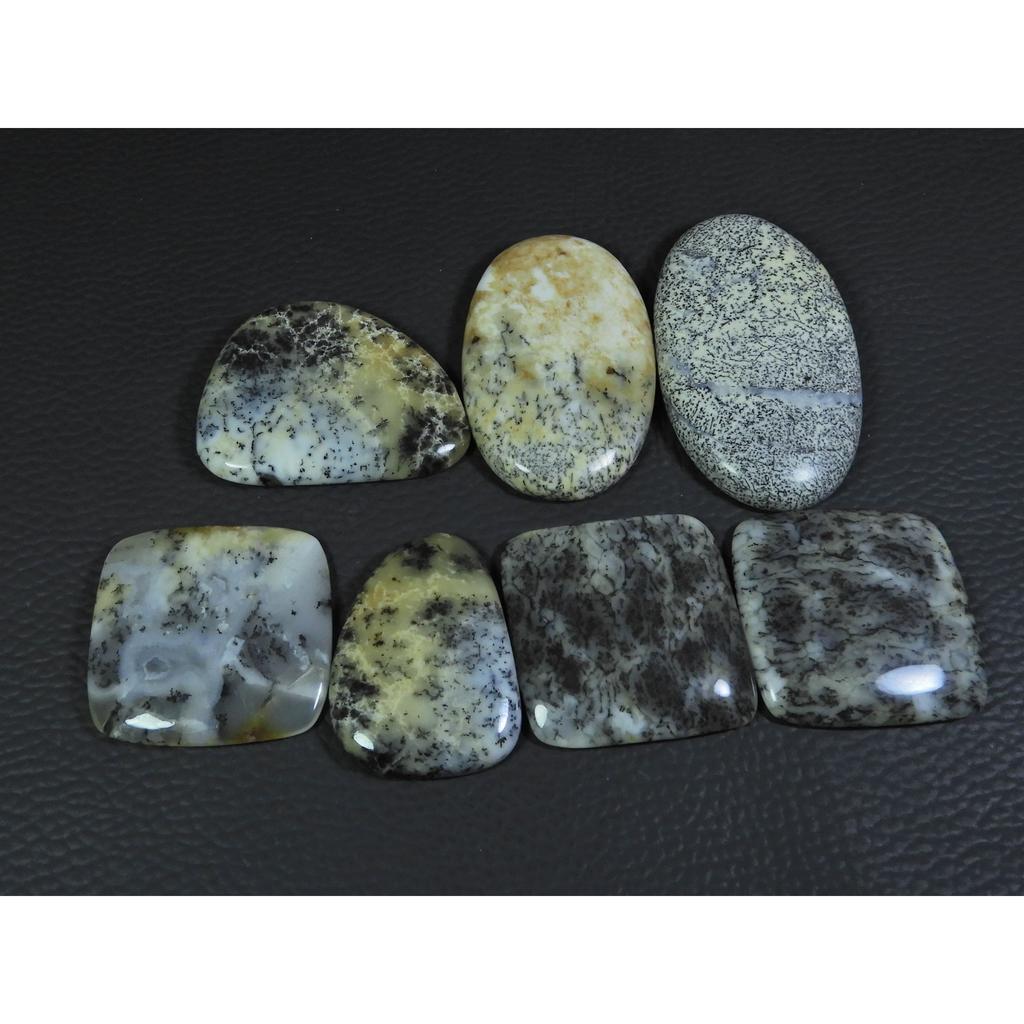 342Cts. Natural Dendrite Opal Mix Cabochon Loose Gemstone 07 Pcs Lot A-787