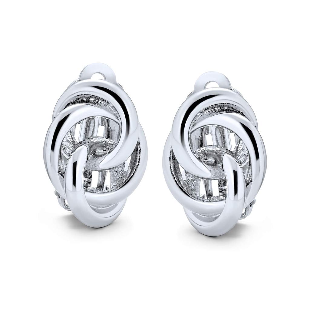 14K Gold Plated Polished Brass Interlocking Love Knot Earrings [Bling Jewelry] Women's Clip-on