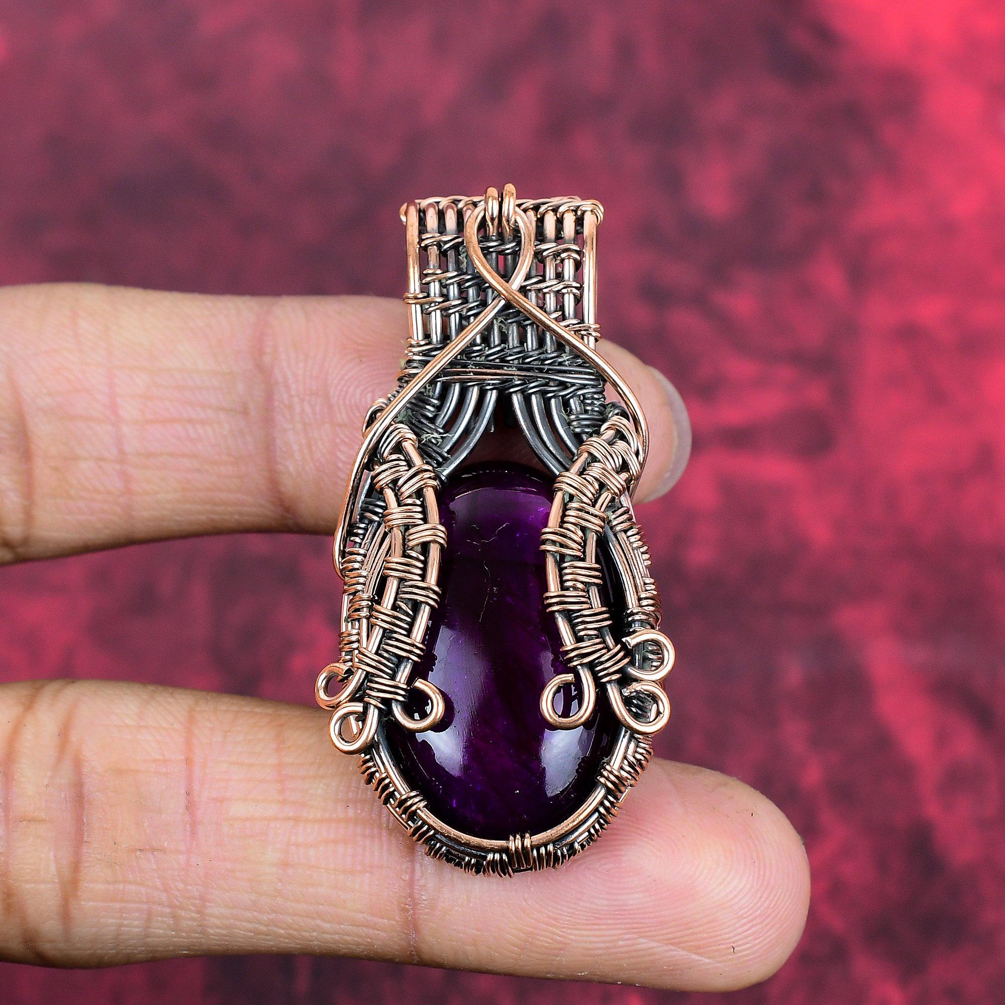 Purple fire labradorite pendant copper wire wrapped jewelry handmade unique pendant gemstone jewelry copper wire wrap pendant gifts for wife