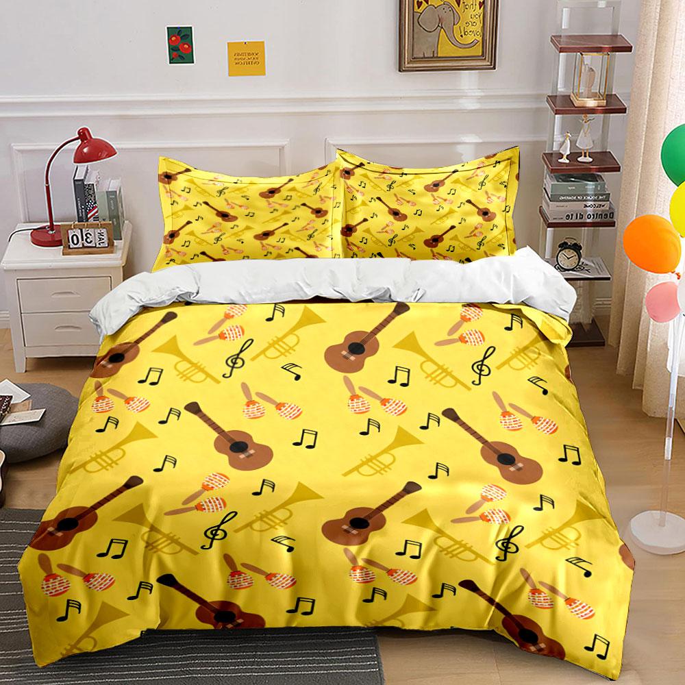 Guitars, Trumpets, Music Notes. Bedding Sets Duvet Cover Sets Duvet Covers Pillowcases(1 * Duvet Cover 2 * Pillowcases Without Duvet Insert)